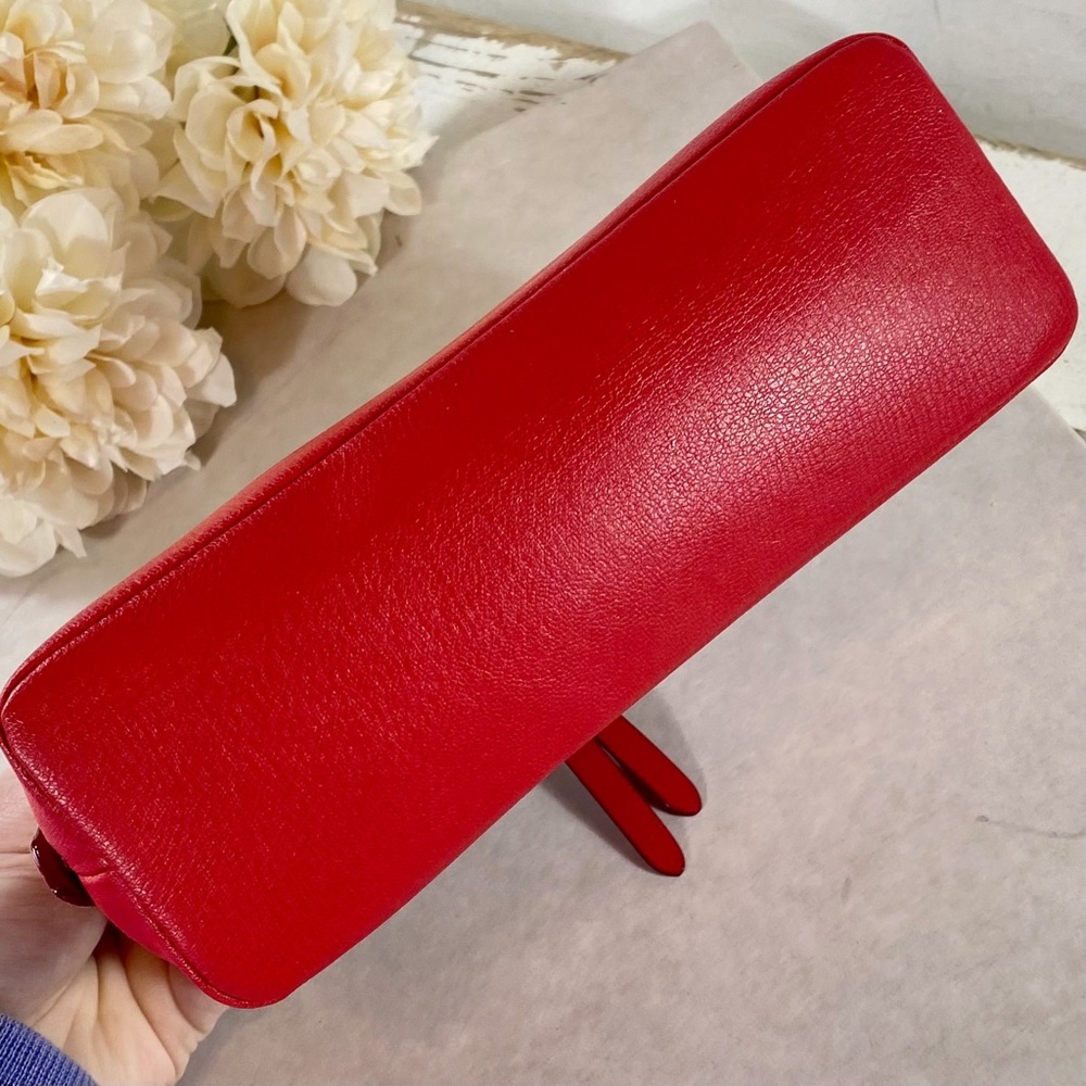 Jimmy Choo Red Saffiano Leather Cosmetic Bag - Picture 7 of 12